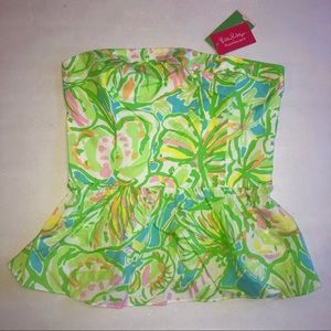 Lilly Pulitzer strapless peplum top